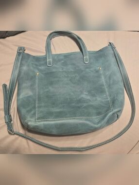 Portland Leather Goods Medium Crossbody Tote In SURF